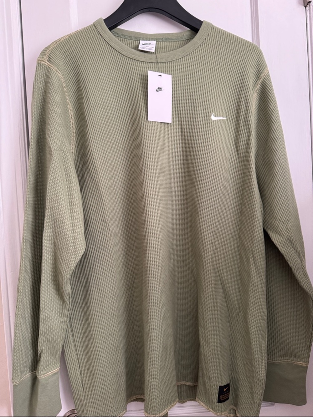 Nike Sage Green Waffle Thermal Long Sleeve Crew